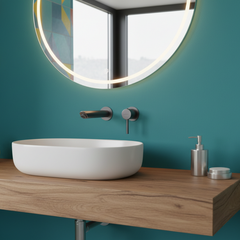 Miscelatore Lavabo a muro Gedy collezione Garda finitura GUN METAL