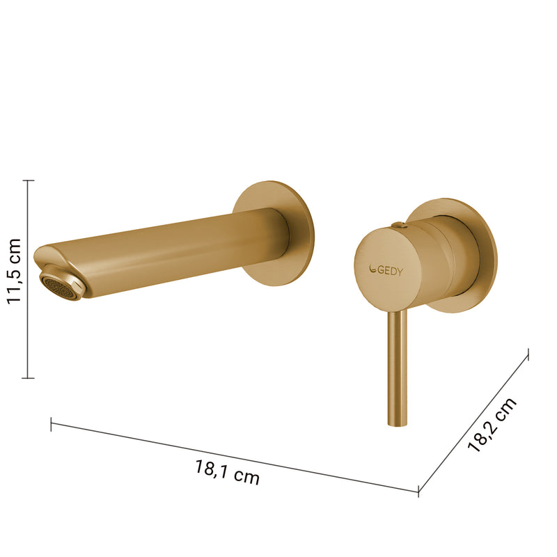 MISCELATORE LAVABO DA MURO GARDA ORO MATT