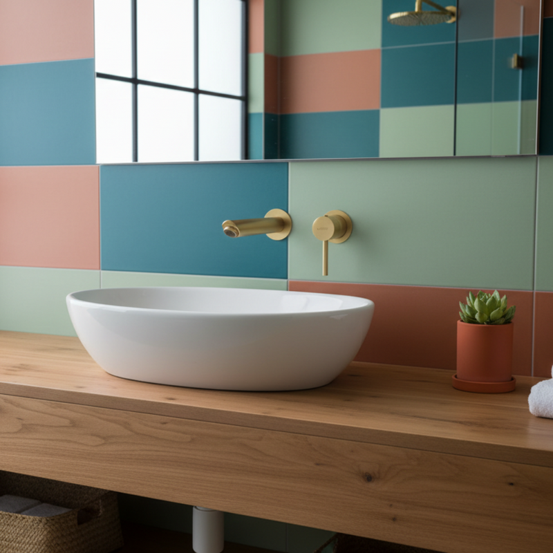 Miscelatore Lavabo a muro Gedy collezione Garda finitura ORO MATT