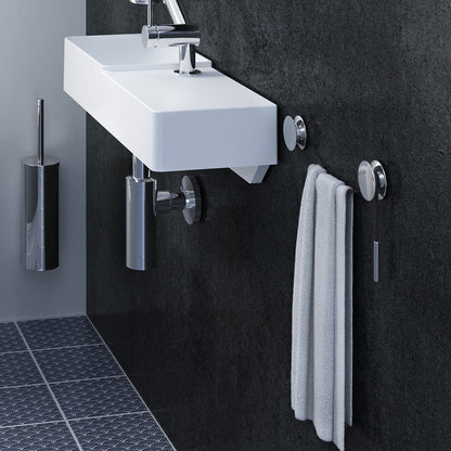 Porta asciugamani a muro in alluminio cromato della collezione 'Diabolo' by Cosmic - Corda nera by CeramicStore | Lo specialista del tuo bagno