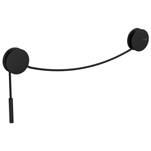 Porta asciugamani a muro in alluminio satinato nero della collezione 'Diabolo' by Cosmic - Corda nera by CeramicStore | Lo specialista del tuo bagno