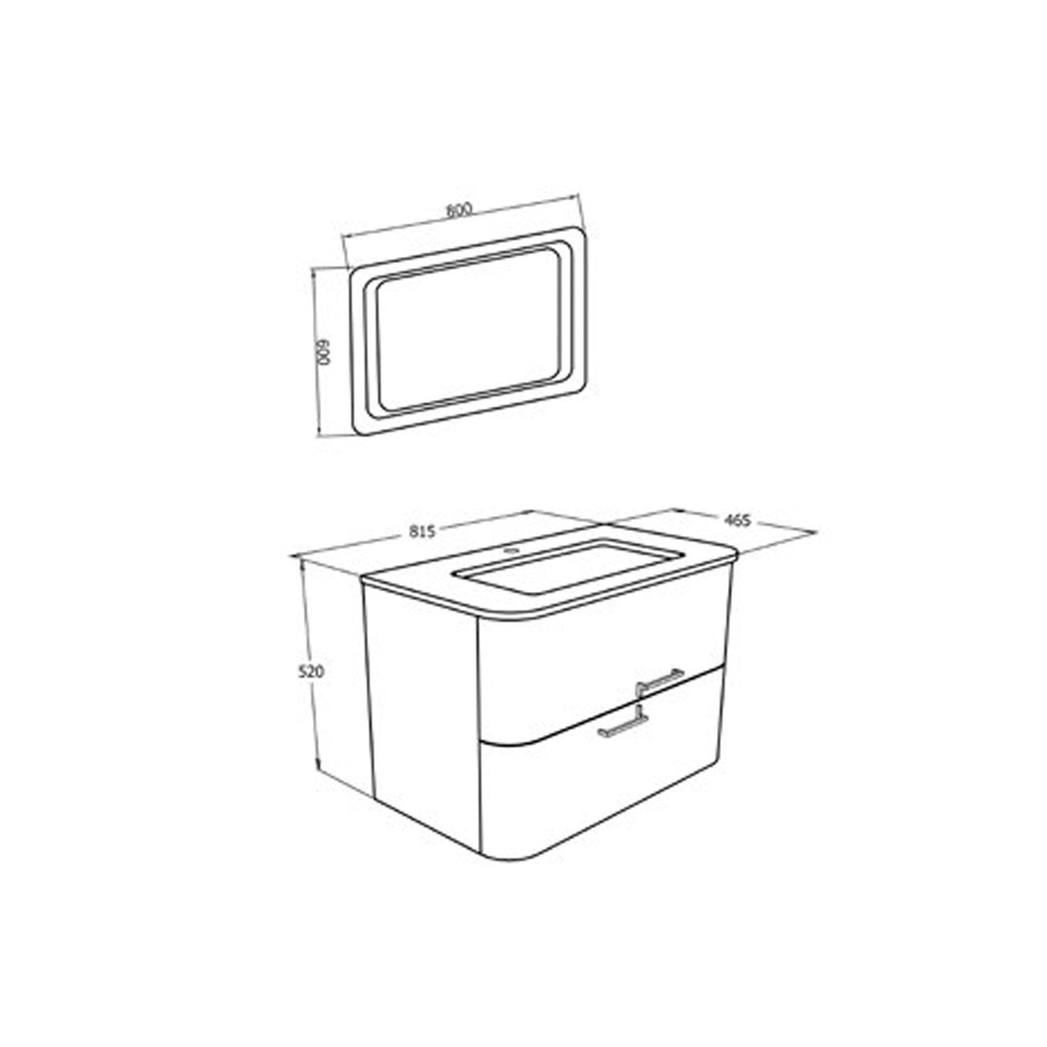Mobile bagno a due cassetti Rovere Oro con lavabo in resina nero, specchio e lampada cm 80 - Cubi&Co modello Mood 1 by CeramicStore | Lo specialista del tuo bagno