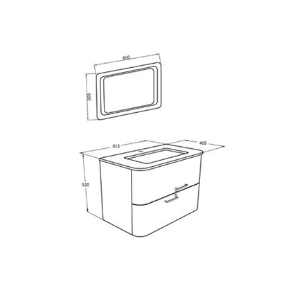 Mobile bagno a due cassetti Rovere Oro con lavabo in resina nero, specchio e lampada cm 80 - Cubi&Co modello Mood 1 by CeramicStore | Lo specialista del tuo bagno