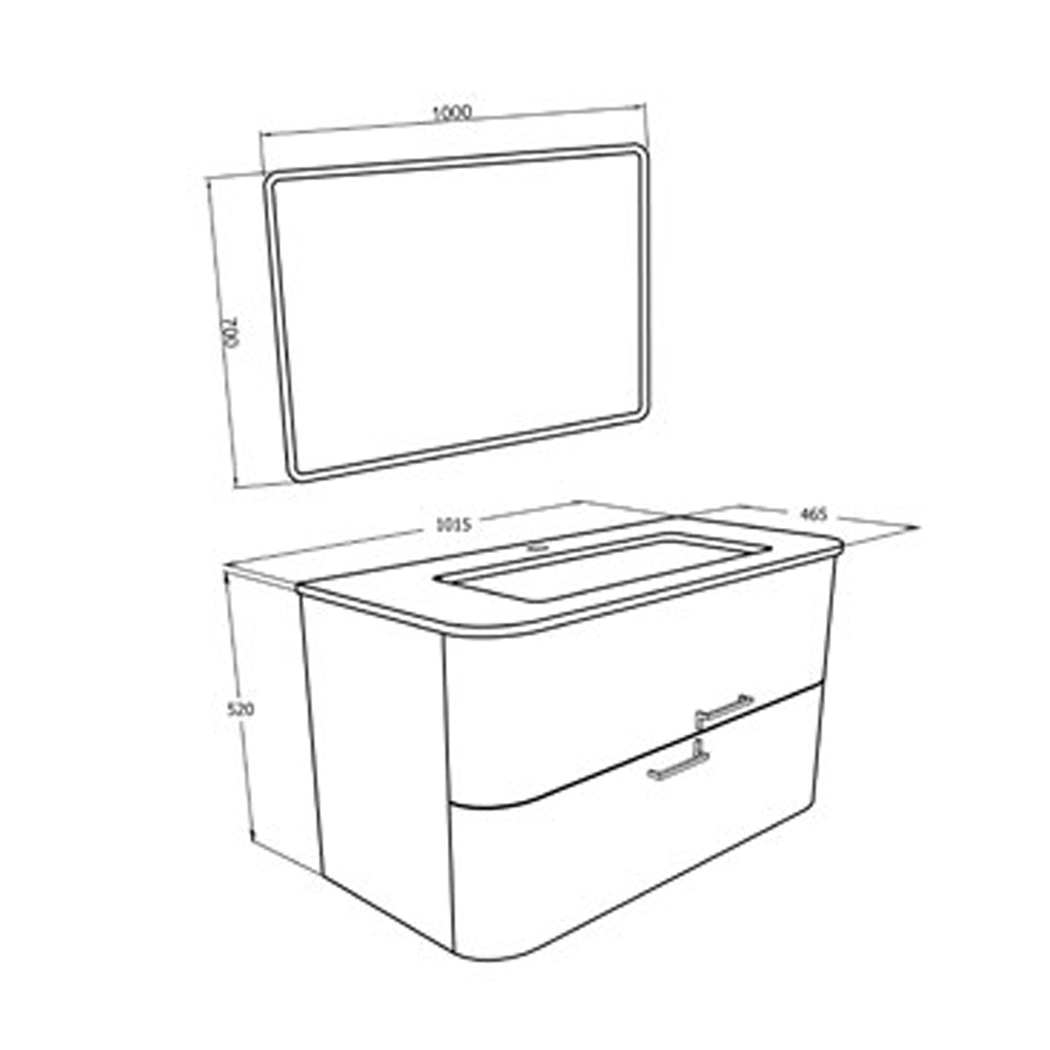 Mobile bagno Legno nordico con lavabo in resina grigio, specchio e lampada cm 100 -modello Mood 3 by CeramicStore | Lo specialista del tuo bagno