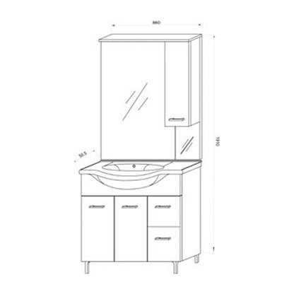 Mobile bagno completo di lavabo e specchio con pensile cm 85 Rovere Bianco Beach2 by CeramicStore | Lo specialista del tuo bagno