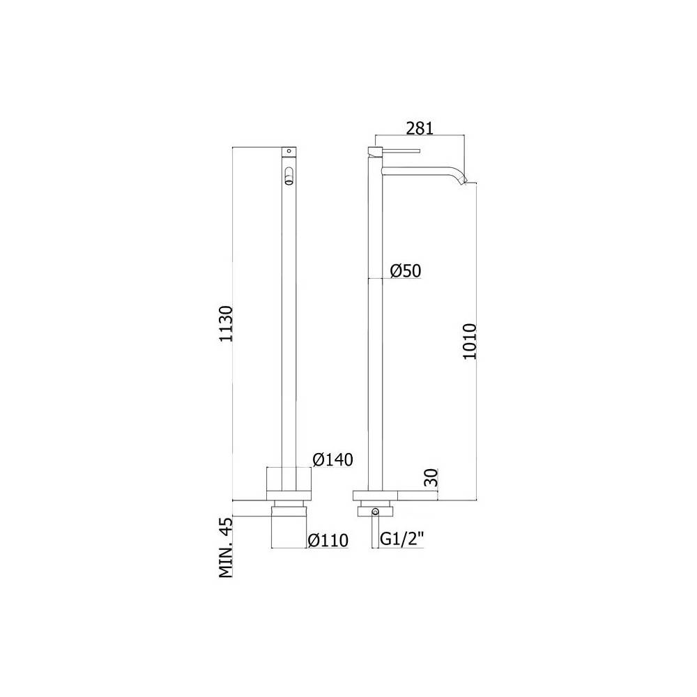 Miscelatore Lavabo a pavimento serie Light modello LIG031CR Cromo Paffoni by CeramicStore | Lo specialista del tuo bagno