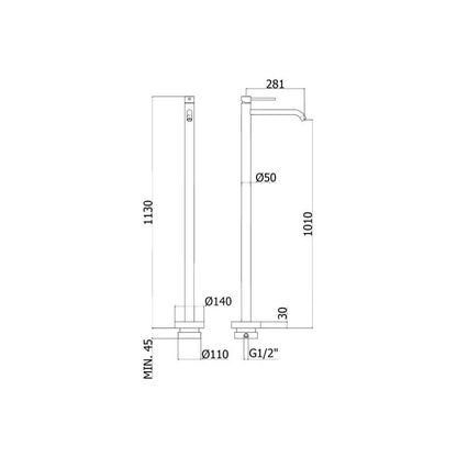 Miscelatore Lavabo a pavimento serie Light modello LIG031CR Cromo Paffoni by CeramicStore | Lo specialista del tuo bagno