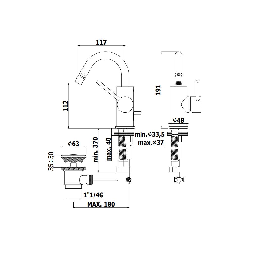 Miscelatore Bidet serie Light modello LIG138NO Nero Opaco Paffoni by CeramicStore | Lo specialista del tuo bagno