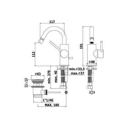 Miscelatore Bidet serie Light modello LIG138NO Nero Opaco Paffoni by CeramicStore | Lo specialista del tuo bagno