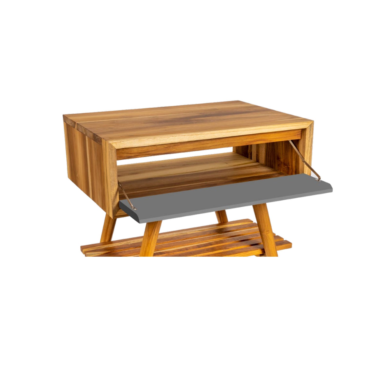 Consolle in Teak di recupero naturale serie Feelcolor Cipi 70cm con cassetto Grigio fumo by CeramicStore | Lo specialista del tuo bagno