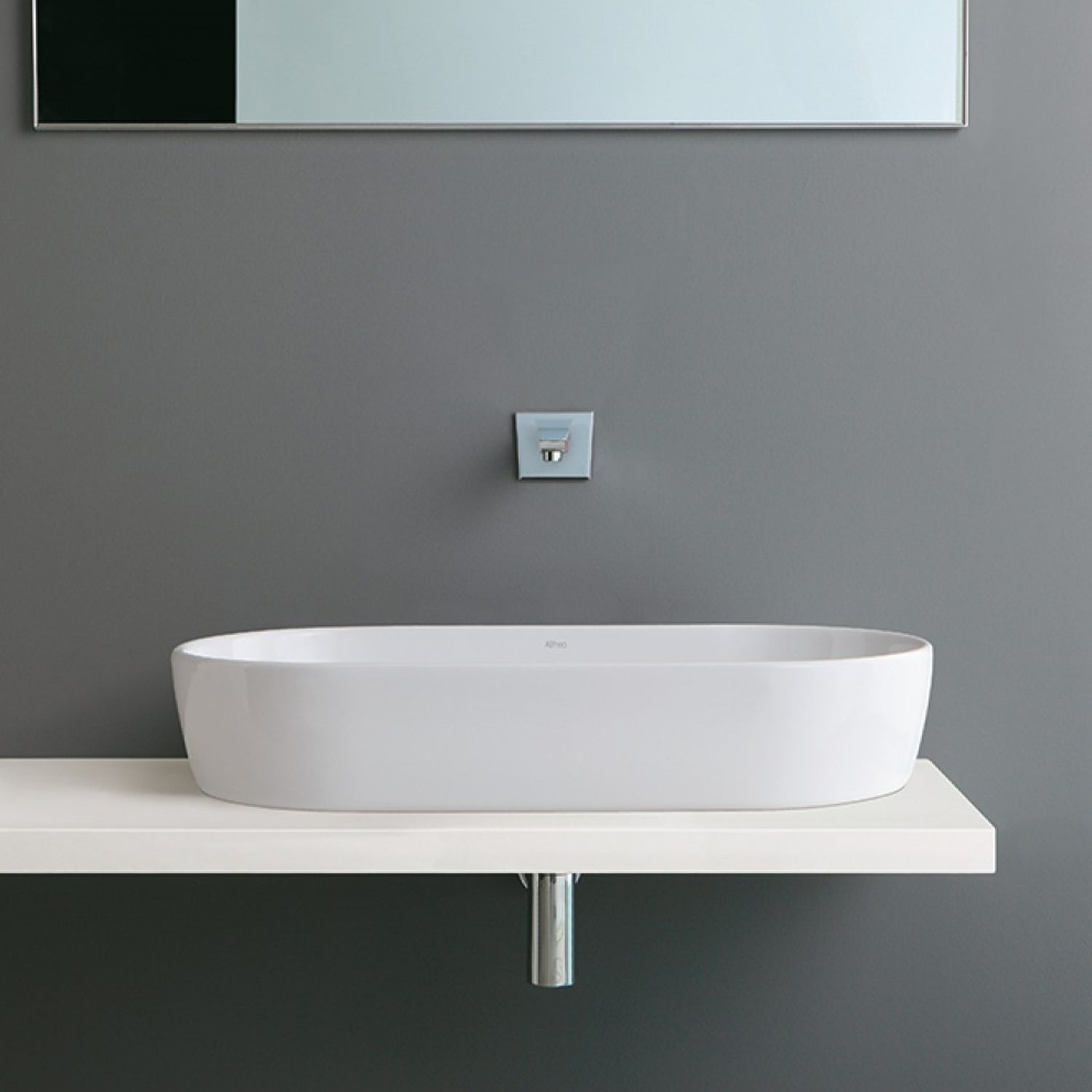 Lavabo da appoggio in ceramica bianca cm 70x35 cm Althea Cover