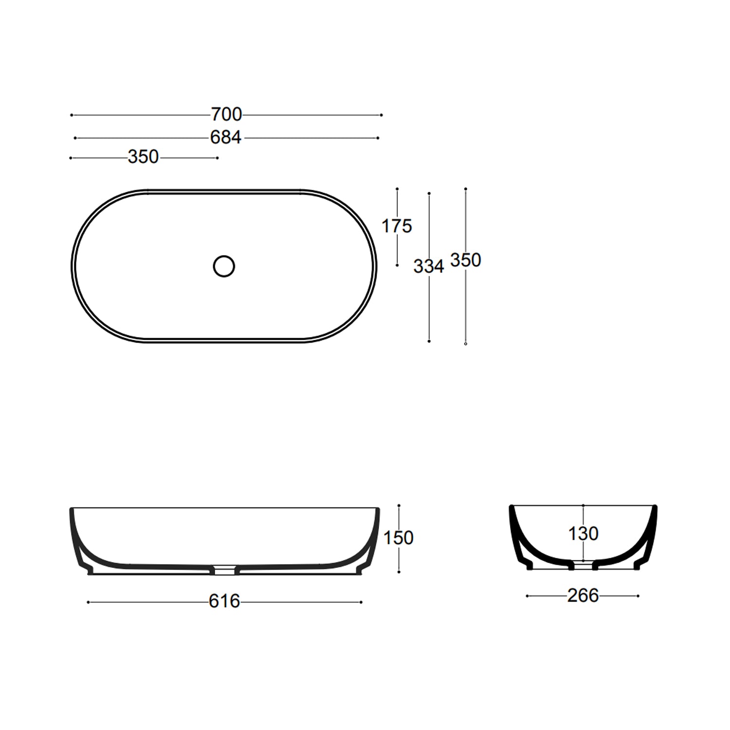 Lavabo da appoggio in ceramica bianca cm 70x35 cm Althea Cover