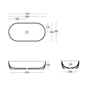 Lavabo da appoggio in ceramica bianca cm 70x35 cm Althea Cover
