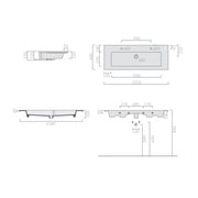 Lavabo ad incasso/sospeso serie Eden di Ceramica Galassia - Bianco lucido 2 fori 121x46cm by CeramicStore | Lo specialista del tuo bagno