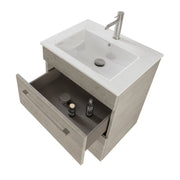 Composizione bagno sospesa Smack a 2 cassetti 55x62 con lavabo, specchio con lampada LED cement wood by CeramicStore | Lo specialista del tuo bagno