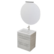 Composizione bagno sospesa Smack a 2 cassetti 55x62 con lavabo, specchio con lampada LED cement wood by CeramicStore | Lo specialista del tuo bagno