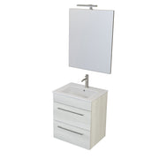 Composizione bagno sospesa Smack a 2 cassetti 55x62 con lavabo, specchio con lampada LED olmo bianco by CeramicStore | Lo specialista del tuo bagno