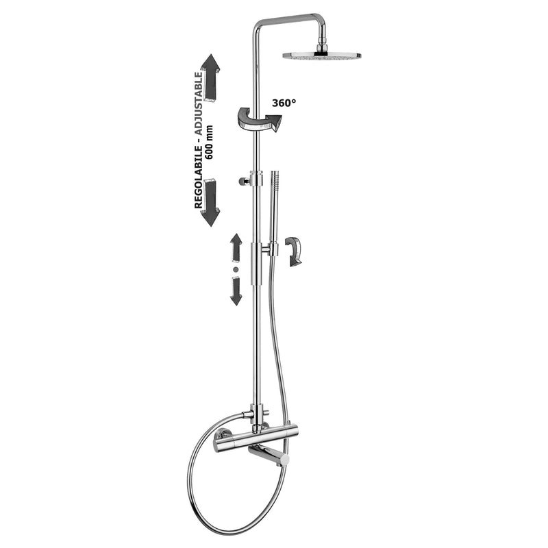 Colonna doccia regolabile Birillo con miscelatore termostatico Paffoni - Cromato by CeramicStore | Lo specialista del tuo bagno