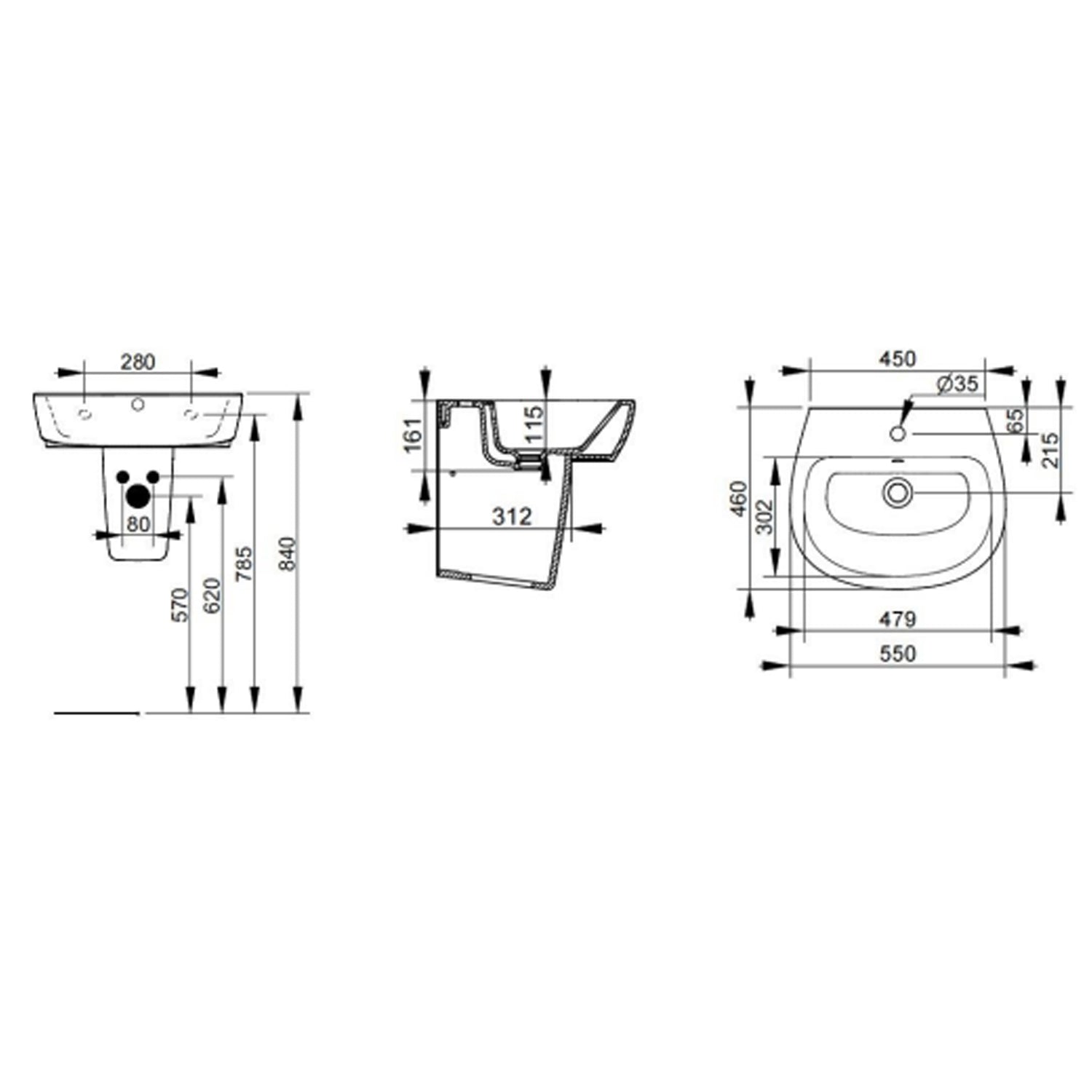 Lavabo sospeso Ceramica Dolomite modello Demy 55x46 cm by CeramicStore | Lo specialista del tuo bagno