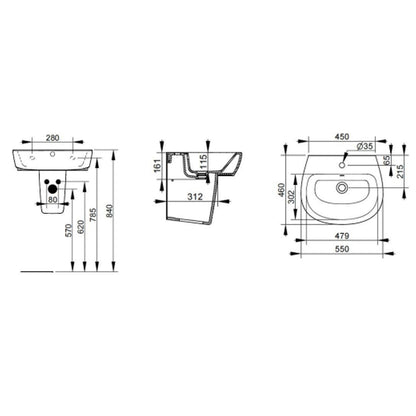 Lavabo sospeso Ceramica Dolomite modello Demy 55x46 cm by CeramicStore | Lo specialista del tuo bagno