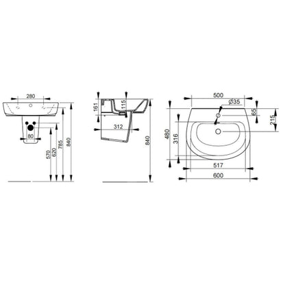 Lavabo sospeso Ceramica Dolomite modello Demy 60x48 cm by CeramicStore | Lo specialista del tuo bagno