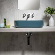 Lavabo d'appoggio ovale senza foro BathCore serie Infinity 55x36 color Verde Petrolio Opaco