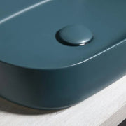 Lavabo d'appoggio ovale senza foro BathCore serie Infinity 55x36 color Verde Petrolio Opaco