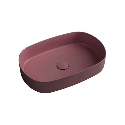 Lavabo d'appoggio ovale senza foro BathCore serie Infinity 55x36 color Bordeaux Opaco