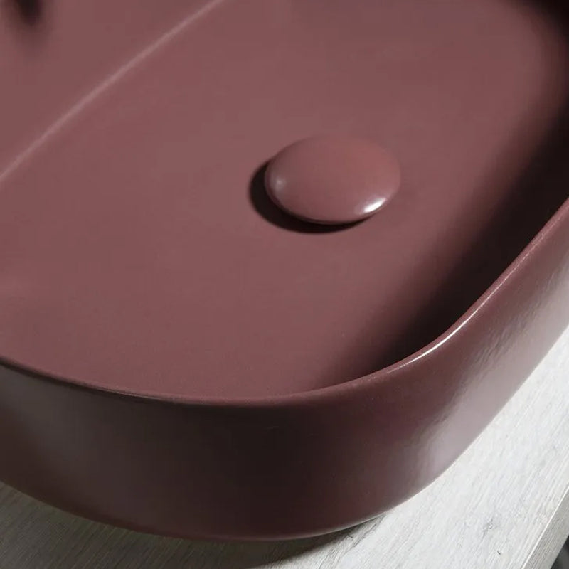 Lavabo d'appoggio ovale senza foro BathCore serie Infinity 55x36 color Bordeaux Opaco