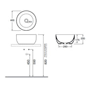 Lavabo da appoggio Ceramica Azzurra Elegance Circle à¸40x20H cm con bordo sottile