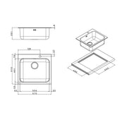 Lavello da cucina in acciaio inox 1 vasca 57x51 cm by CeramicStore | Lo specialista del tuo bagno