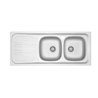 Lavello da cucina in acciaio inox modello LA01 con sgocciolatoio a sinistra 120x50 cm by CeramicStore | Lo specialista del tuo bagno