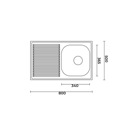 Lavello da cucina in acciaio inox modello LA02 con sgocciolatoio a sinistra 80x50 cm by CeramicStore | Lo specialista del tuo bagno
