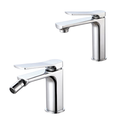 Coppia di miscelatori per lavabo e bidet serie Lumix in ottone cromato by CeramicStore | Lo specialista del tuo bagno