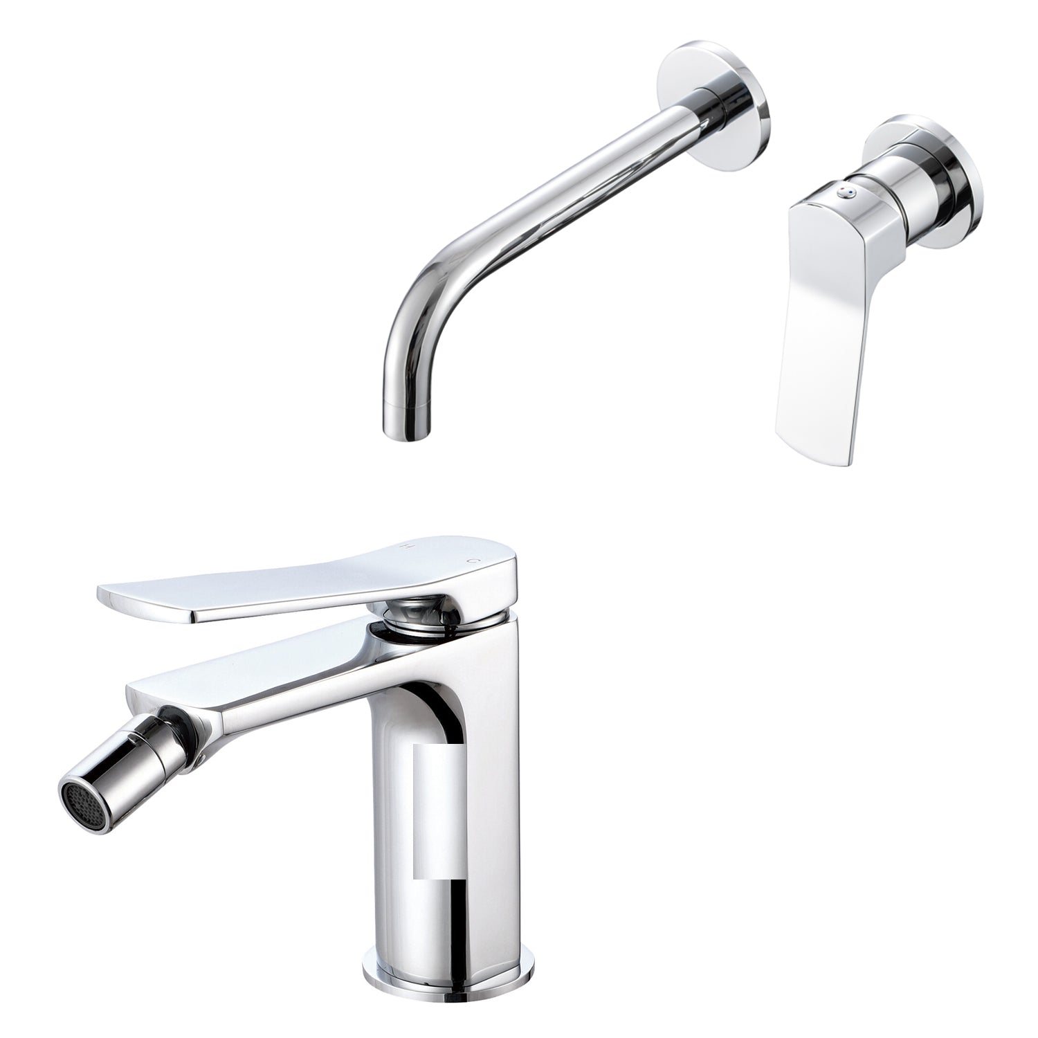 Coppia di miscelatori per lavabo incasso e bidet serie Lumix in ottone cromato by CeramicStore | Lo specialista del tuo bagno