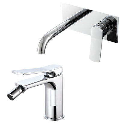 Coppia di miscelatori per lavabo incasso con easy box e bidet serie Lumix in ottone cromato by CeramicStore | Lo specialista del tuo bagno