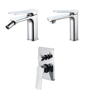 Composizione di miscelatori per lavabo, bidet e doccia due vie squadrato in ottone cromato Lumix by CeramicStore | Lo specialista del tuo bagno