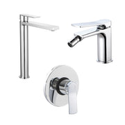 Composizione di miscelatori per lavabo alto, bidet e doccia a una via Lumix in ottone cromato by CeramicStore | Lo specialista del tuo bagno