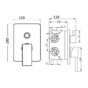 Composizione di miscelatori per lavabo incasso, bidet e doccia due vie squadrato in ottone cromato Lumix by CeramicStore | Lo specialista del tuo bagno