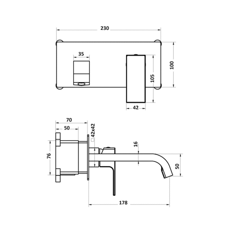 Composizione di miscelatori per lavabo incasso, bidet e doccia due vie squadrato in ottone cromato Lumix by CeramicStore | Lo specialista del tuo bagno