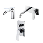 Composizione di miscelatori per lavabo incasso easy box, bidet e doccia due vie squadrato in ottone cromato Lumix by CeramicStore | Lo specialista del tuo bagno