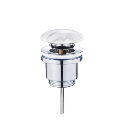 Piletta clic-clac universale con tappo in ceramica per lavabi Rubiflux - Bianco effetto marmo