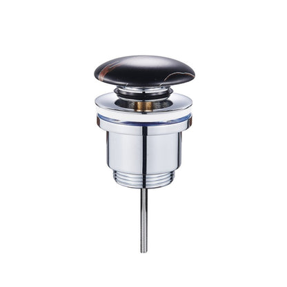 Piletta clic-clac universale con tappo in ceramica per lavabi Rubiflux - Nero effetto marmo