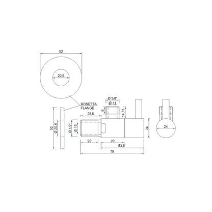 Rubinetto sottolavabo tondo Rubiflux in ottone - Cromato