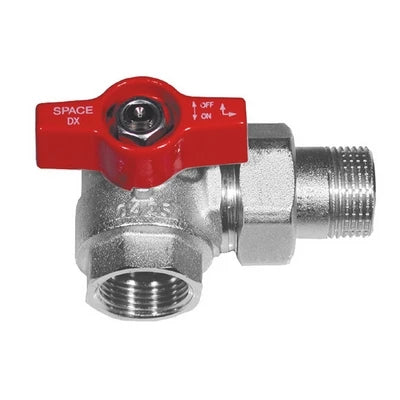 Valvola a sfera squadra per collettori maniglia rossa 1 dx dn 25 pn 40