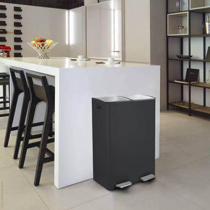 Pattumiera a pedale modello Aliya 2x20L colore nero opaco