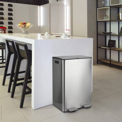 Pattumiera a pedale modello Aliya 2x30 Lt. in acciaio inox spazzolato