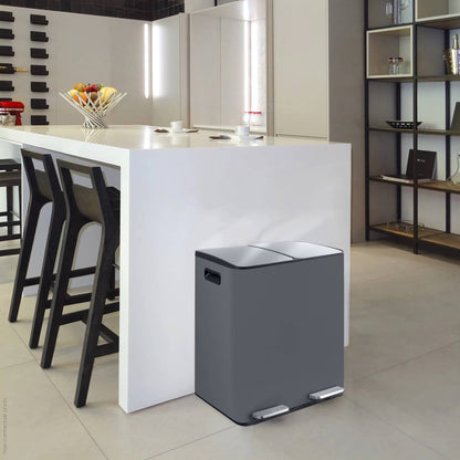 Pattumiera a pedale modello Aliya 2x20 Lt. colore grigio opaco
