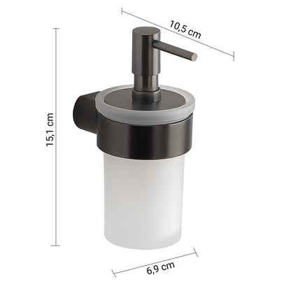 Dosasapone a muro con erogatore di Gedy serie Pirenei - Gun Metal by CeramicStore | Lo specialista del tuo bagno