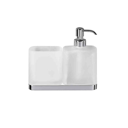 Porta bicchiere e spandisapone in ottone e vetro acidato collezione Time di Colombo Design by CeramicStore | Lo specialista del tuo bagno